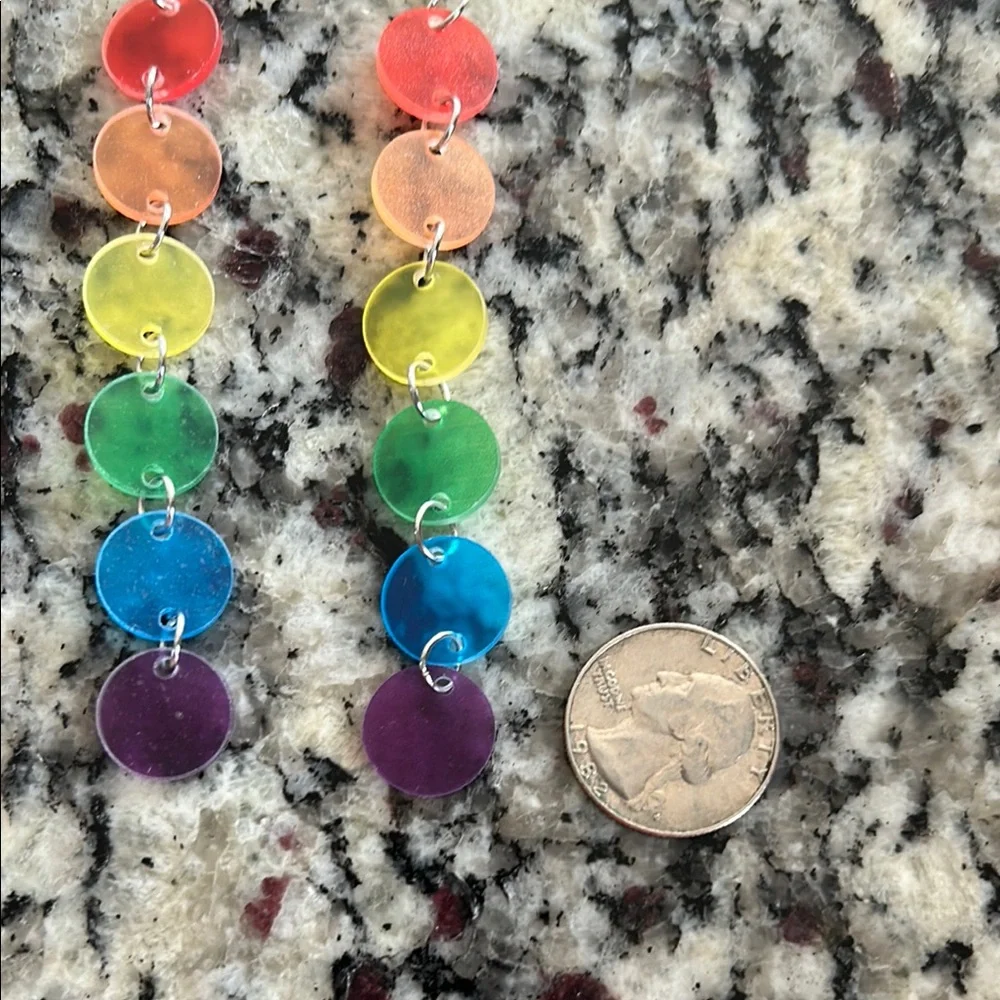 New Rainbow Circle Dangle Earrings